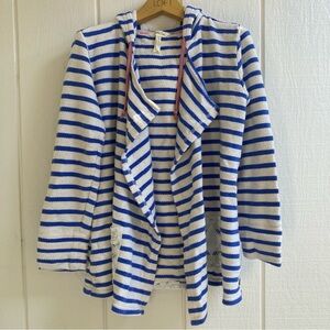 Matilda Jane Striped Open Hooded Cardigan with Lace Accents Women’s Size Small